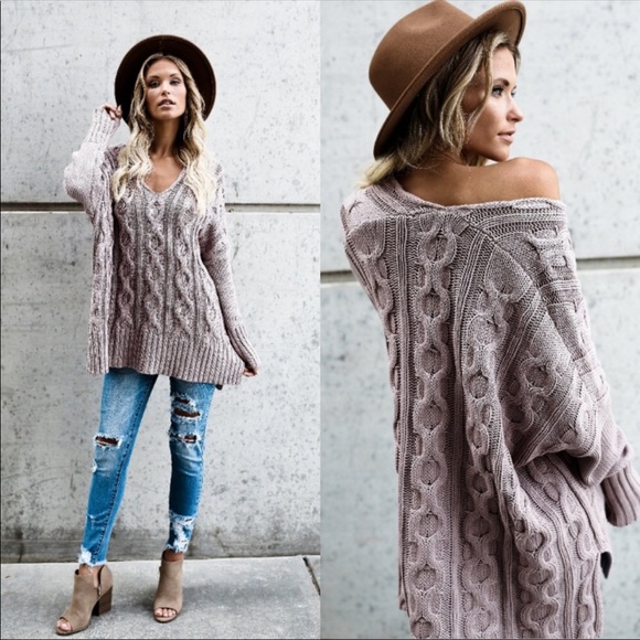 || LAST ONE || Cable Knit V Neck Sweater || - Picture 2 of 4